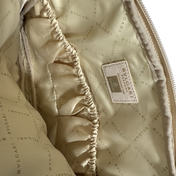 BVLGARI Handbags - Bvlgari Women's Cosmetic Pouch Gold One Size Makeup Travel Bag Organizer Zip New